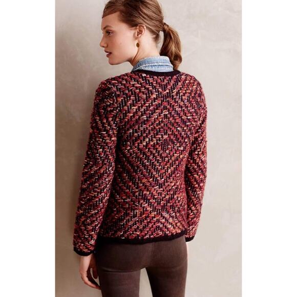 Anthropologie Moth Colorful Keavy Jacquard Cardigan Wool/Mohair Knit Size Small - Picture 2 of 10